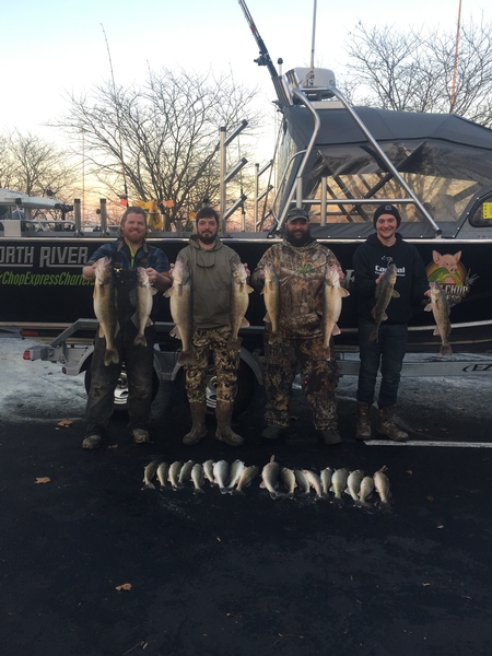 Great day fishing on Lake Erie with a crew from Michigan